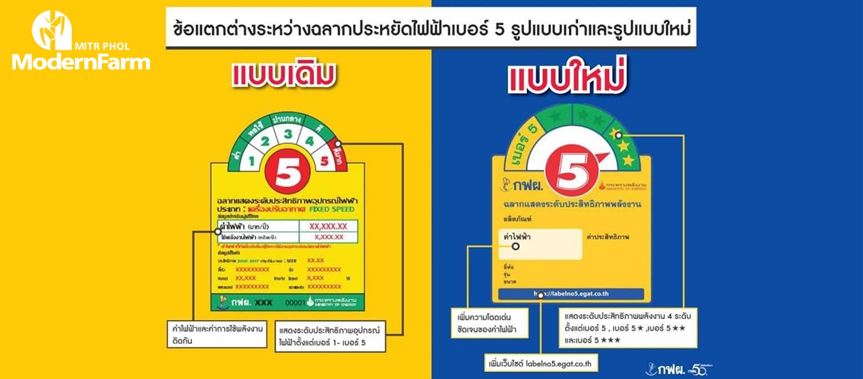 ฉลากประหยัดไฟเบอร์ 5 โฉมใหม่ ประหยัดไฟกว่าเดิม