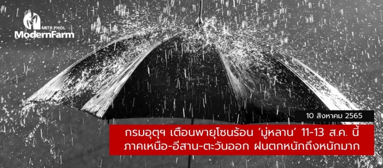 กรมอุตุฯ เตือนพายุโซนร้อน ‘มู่หลาน’ 11-13 ส.ค. 65 นี้ ภาคเหนือ-อีสาน-ตะวันออก ฝนตกหนักถึงหนักมาก